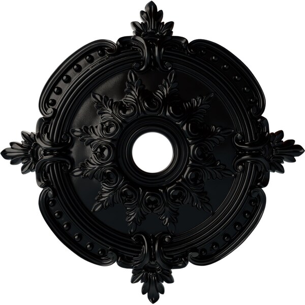 Ekena Millwork Benson Classic Ceiling Medallion (Canopies up to 6 1/2"), 28 3/8"OD x 3 3/4"ID x 1 5/8"P, Jet Black CM28BEBLF - main